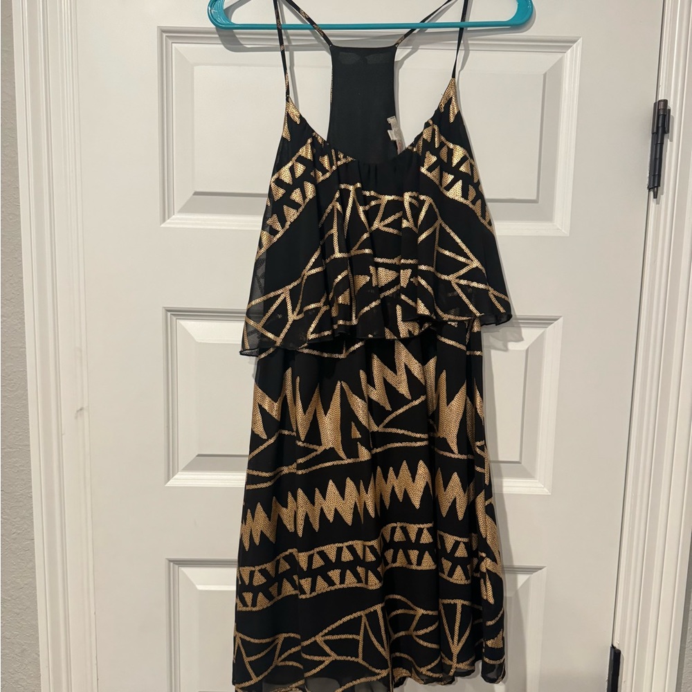 Gianni Bini Black & Gold Dress Size L